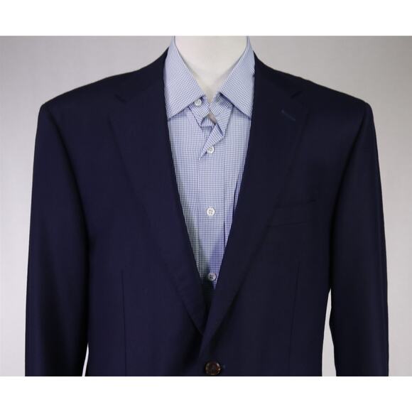 Sartoria Ambrosiana Su Misura Navy Blue Wool Fleece Blazer Jacket 42L - Picture 3 of 11